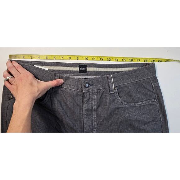 Hugo boss grey plaid pants 38 x 34 proffesional career trousers flat front EUC - Picture 6 of 9
